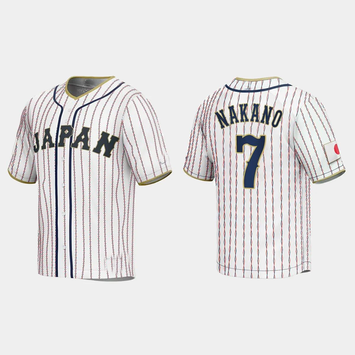 #7 TAKUMU NAKANO JAPAN BASEBALL 2023 WORLD BASEBALL CLASSIC JERSEY ¨C WHITE Stitches Baseball Jerseys - Main View