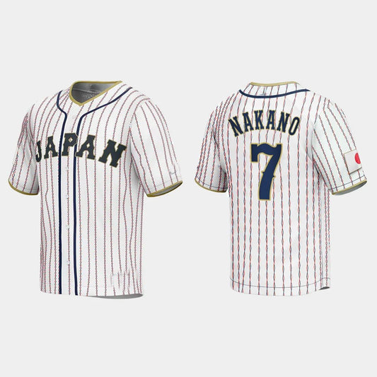 #7 TAKUMU NAKANO JAPAN BASEBALL 2023 WORLD BASEBALL CLASSIC JERSEY ¨C WHITE Stitches Baseball Jerseys - Main View