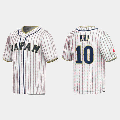 #10 TAKUYA KAI JAPAN BASEBALL 2023 WORLD BASEBALL CLASSIC JERSEY ¨C WHITE Stitches Baseball Jerseys - Main View