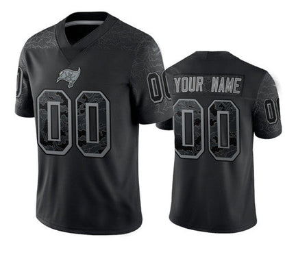 Custom TB.Buccaneers Active Player Black Reflective Limited Stitched Jersey American Football Jerseys - Main View
