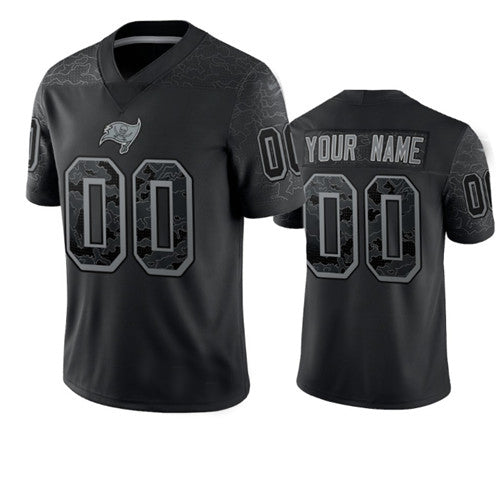 Custom TB.Buccaneers Active Player Black Reflective Limited Stitched Jersey American Football Jerseys - Main View