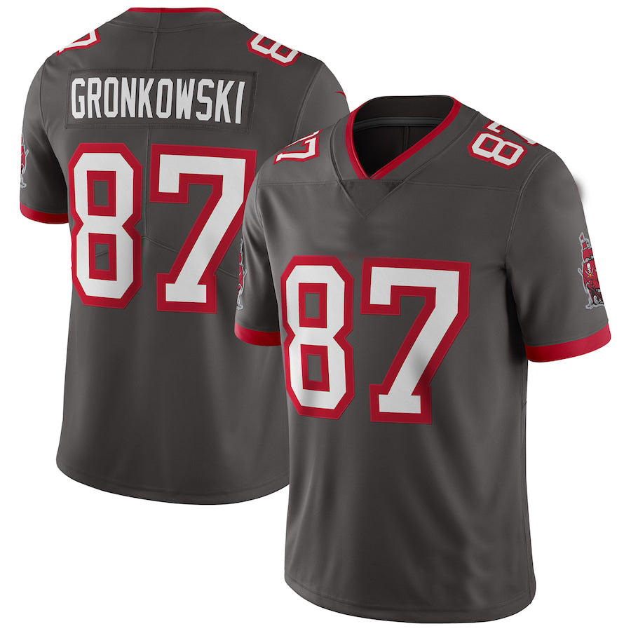 TB.Buccaneers #87 Rob Gronkowski Pewter Alternate Vapor Limited Jersey Stitched American Football Jerseys - Main View