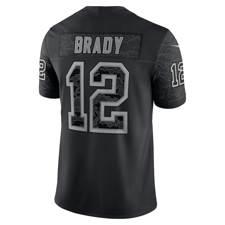 TB.Buccaneers #12 Tom Brady Black RFLCTV Limited Jersey Stitched American Football Jerseys - Main View