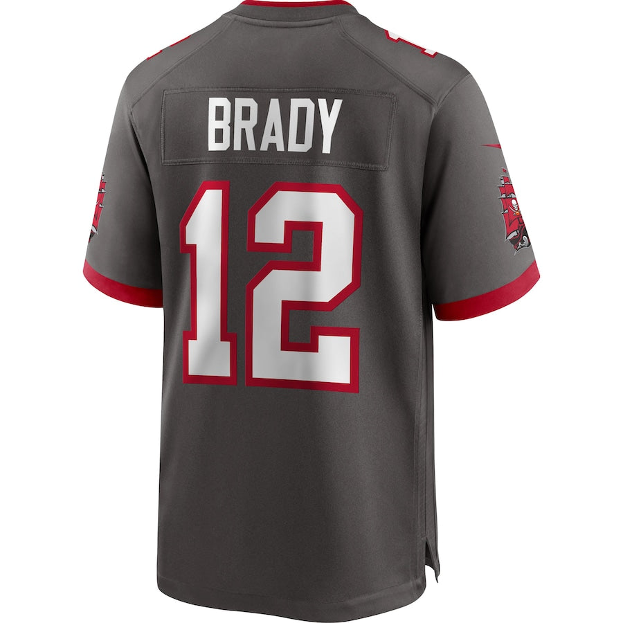 TB.Buccaneers #12 Tom Brady Pewter Alternate Game Jersey Stitched American Football Jerseys - Main View