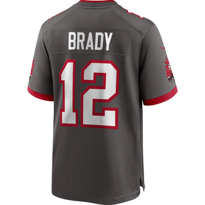 TB.Buccaneers #12 Tom Brady Pewter Alternate Game Jersey Stitched American Football Jerseys - Main View