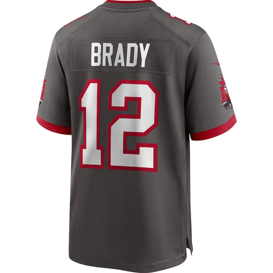 TB.Buccaneers #12 Tom Brady Pewter Alternate Game Jersey Stitched American Football Jerseys - Main View