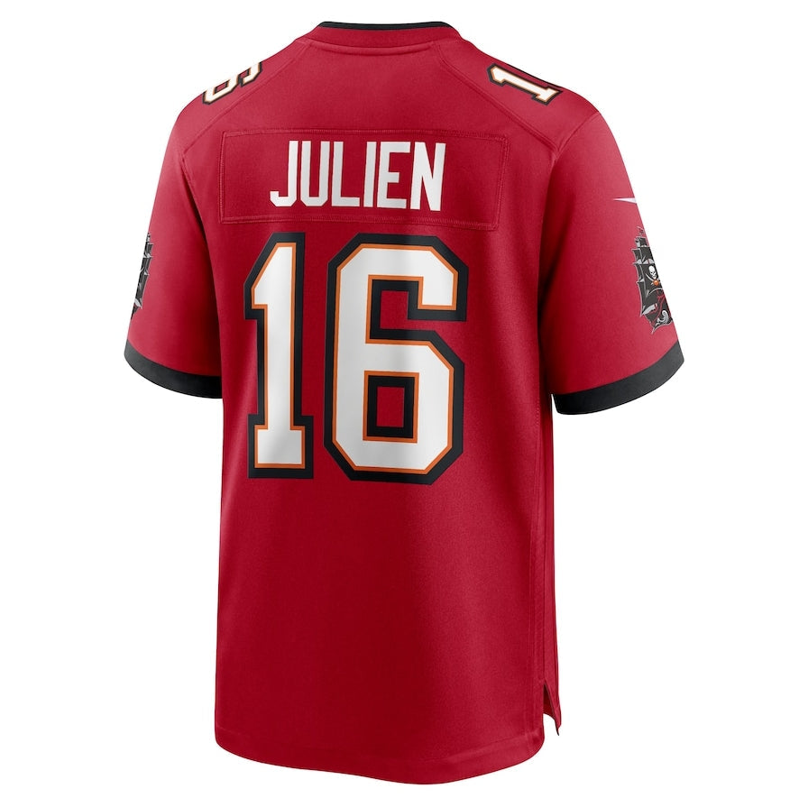 TB.Buccaneers #16 Jake Julien Red Team Game Stitched American Football Jerseys - Main View