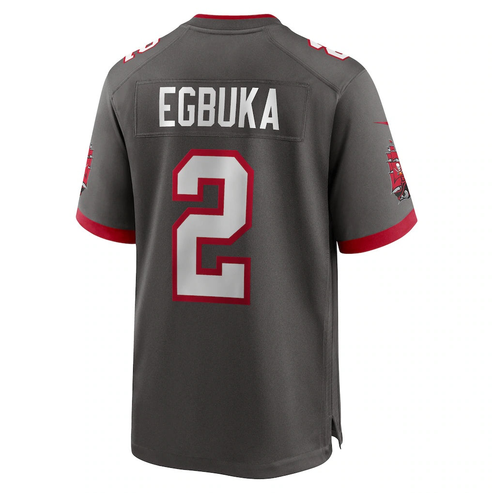 TB.Buccaneers #2 Emeka Egbuka Pewter Alternate Game Player American Football Jerseys - Main View