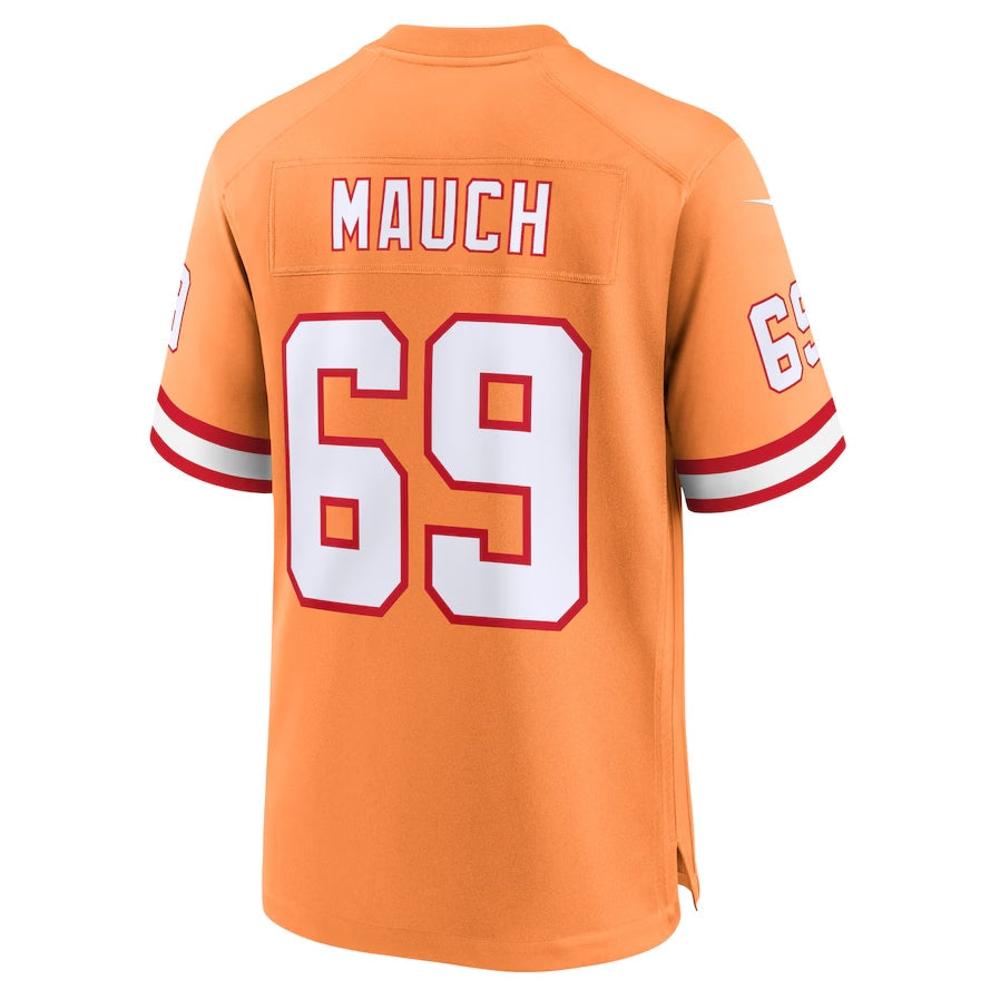 TB.Buccaneers #69 Cody Mauch Orange Throwback Game Stitched American Football Jerseys - Main View