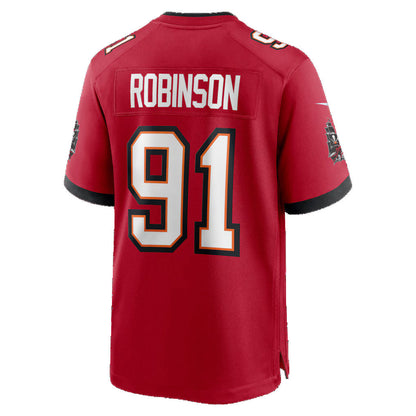 TB.Buccaneers #91 A'Shawn Robinson Red Team Game  American Football Jerseys - Main View