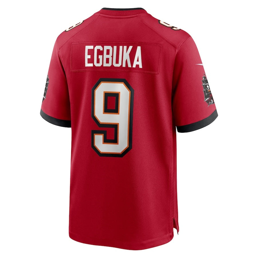 TB.Buccaneers #9 Emeka Egbuka Red Team 50th Season Patch Game Stitched American Football Jerseys - Main View