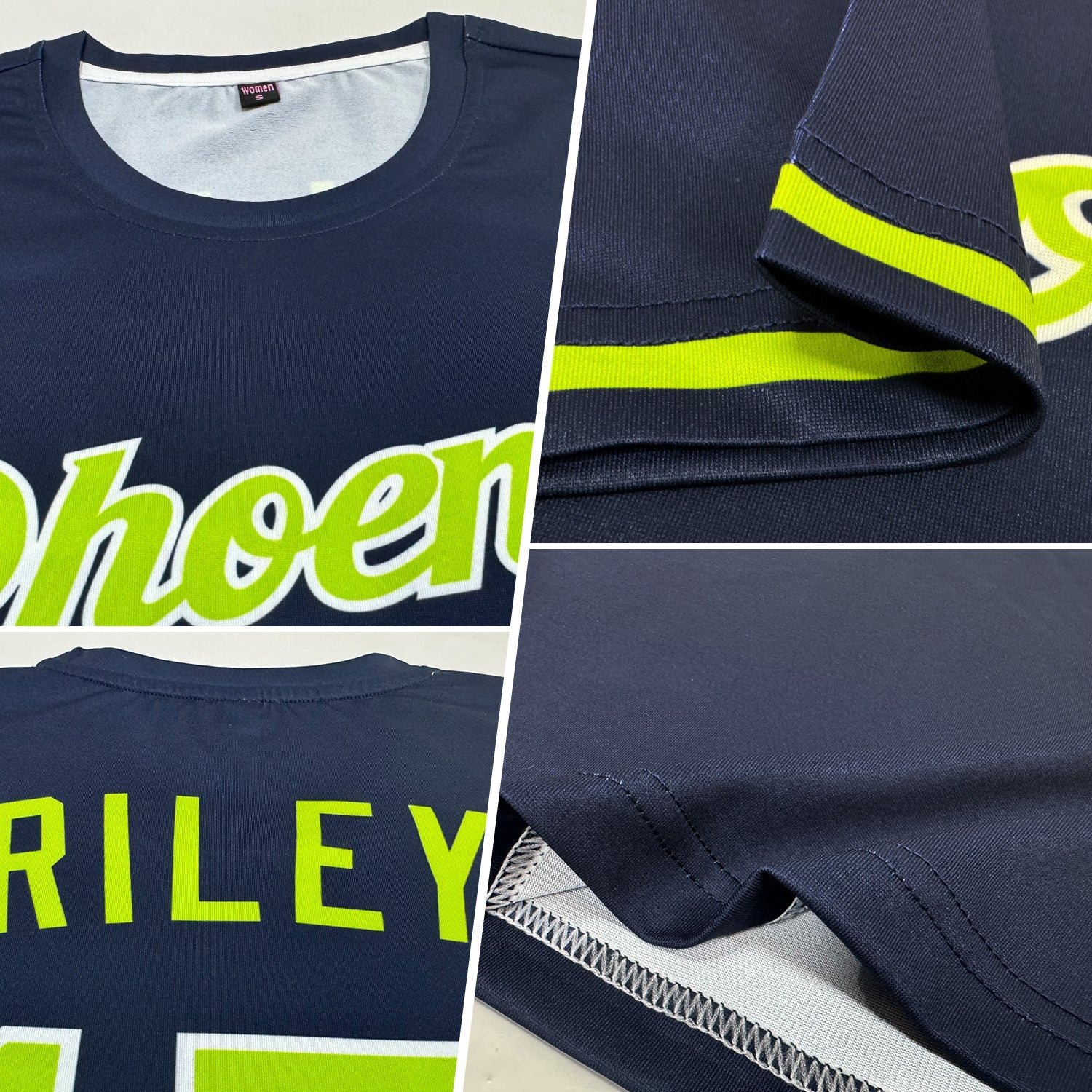 Custom Navy Neon Green-White Performance T-Shirt view 2