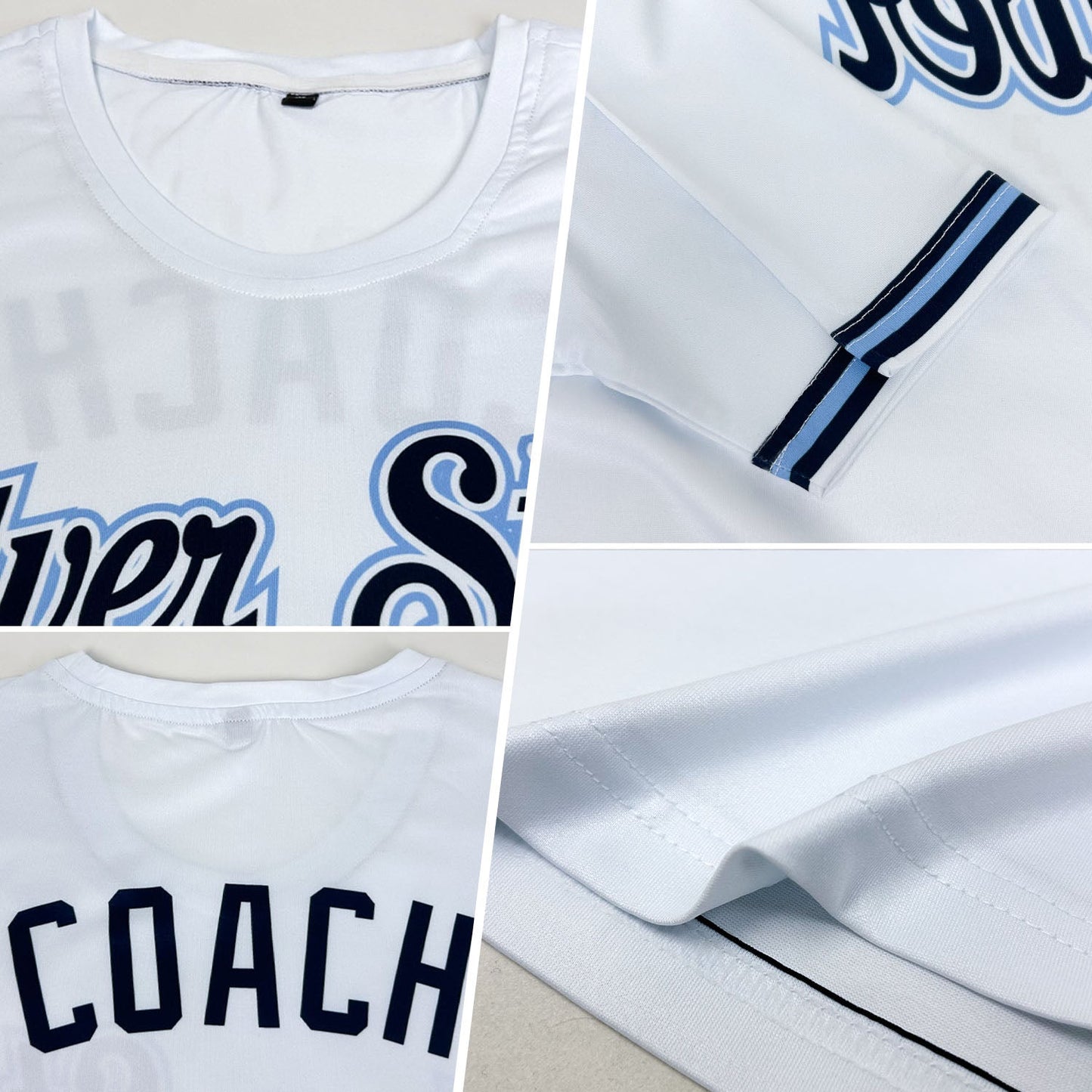 Custom White Navy-Powder Blue Performance T-Shirt view 2