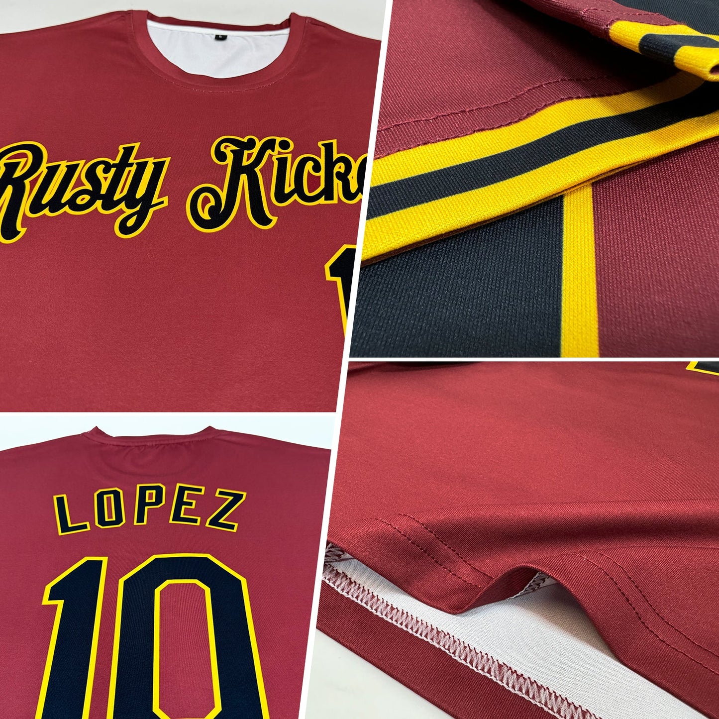 Custom Burgundy Black-Gold Performance T-Shirt view 2