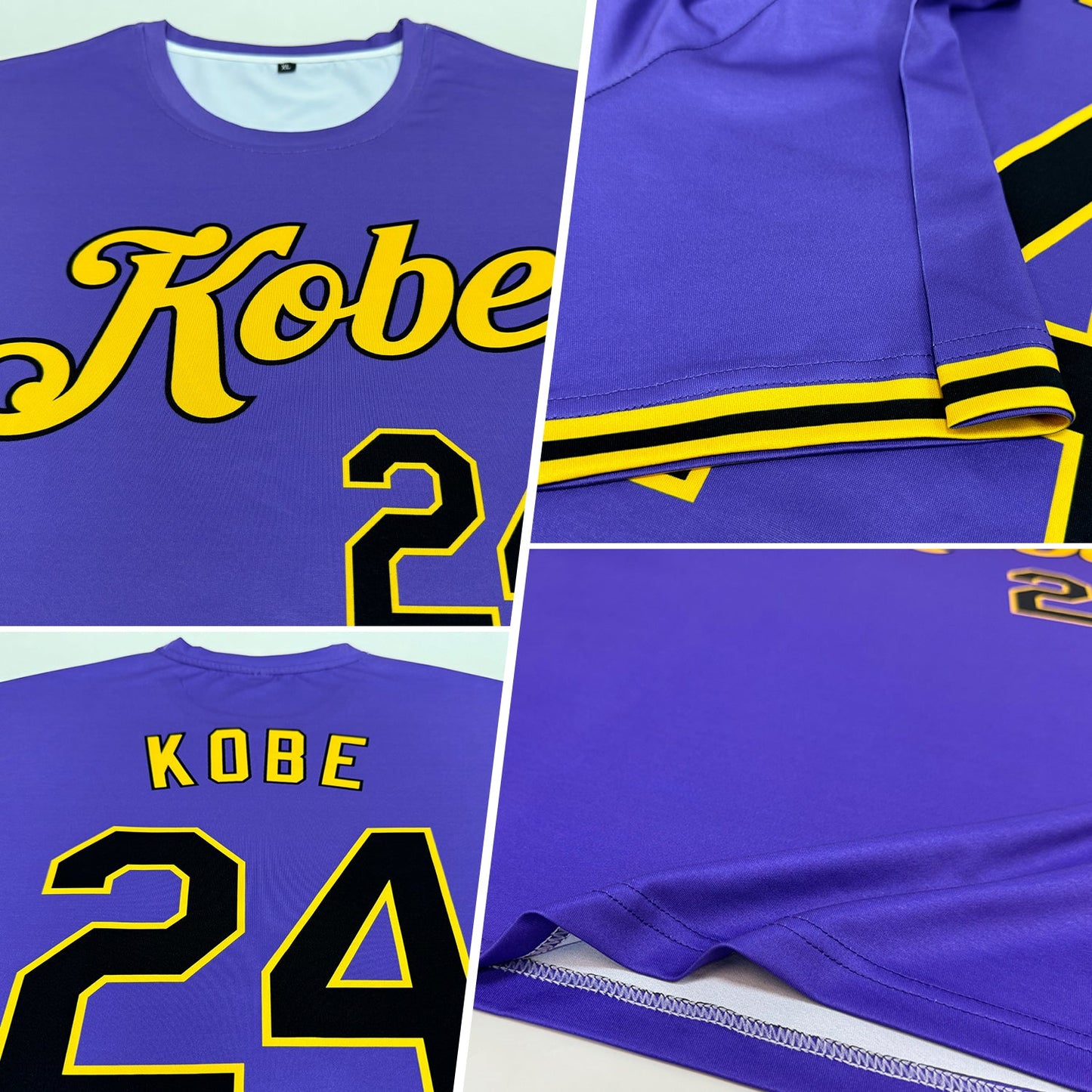 Custom Purple Black-Gold Performance T-Shirt view 2