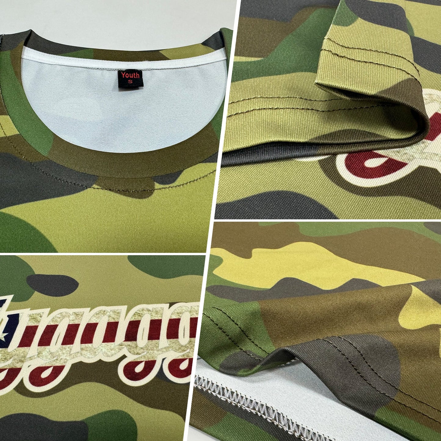 Custom Camo Vintage USA Flag-City Cream Performance Salute To Service T-Shirt view 2