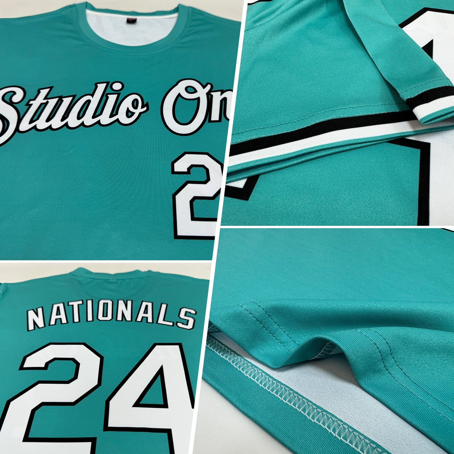 Custom Aqua White-Black Performance T-Shirt view 2