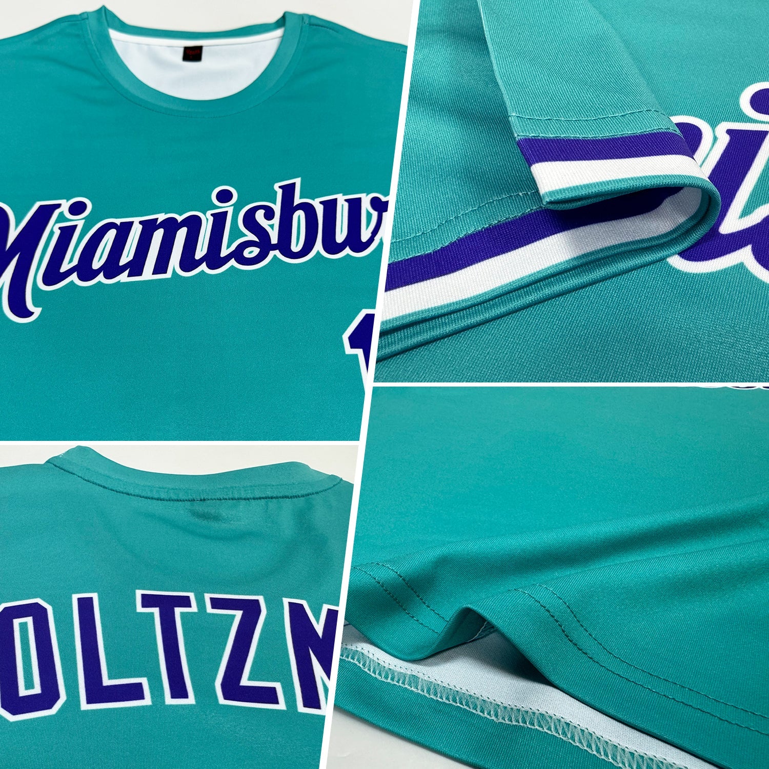 Custom Aqua Purple-White Performance T-Shirt view 2