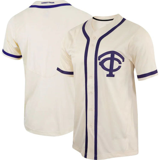 T.Horned Frogs Replica Baseball Jersey  Natural Stitched American College Jerseys - Main View