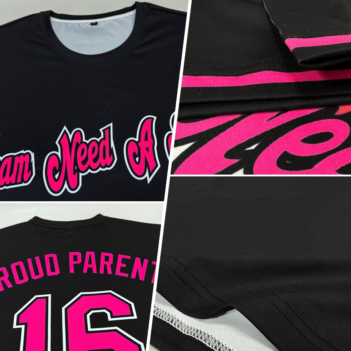 Custom Black Pink-White Performance T-Shirt view 2