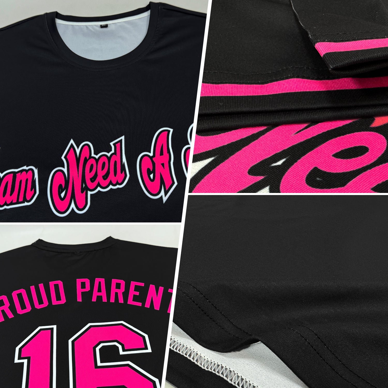 Custom Black Pink-White Performance T-Shirt view 2