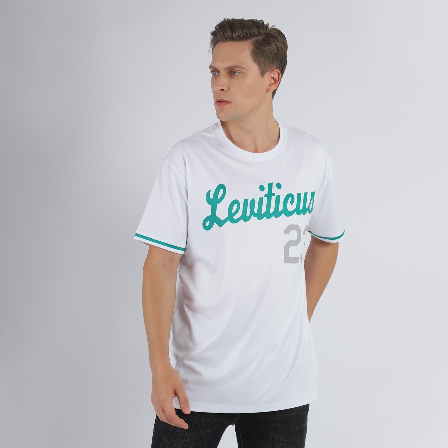 Custom White Kelly Green-Gray Performance T-Shirt view 2