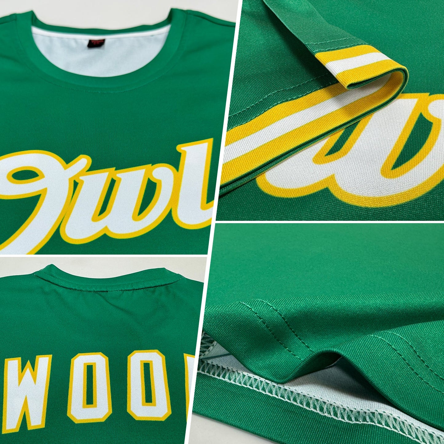 Custom Kelly Green White-Gold Performance T-Shirt view 2