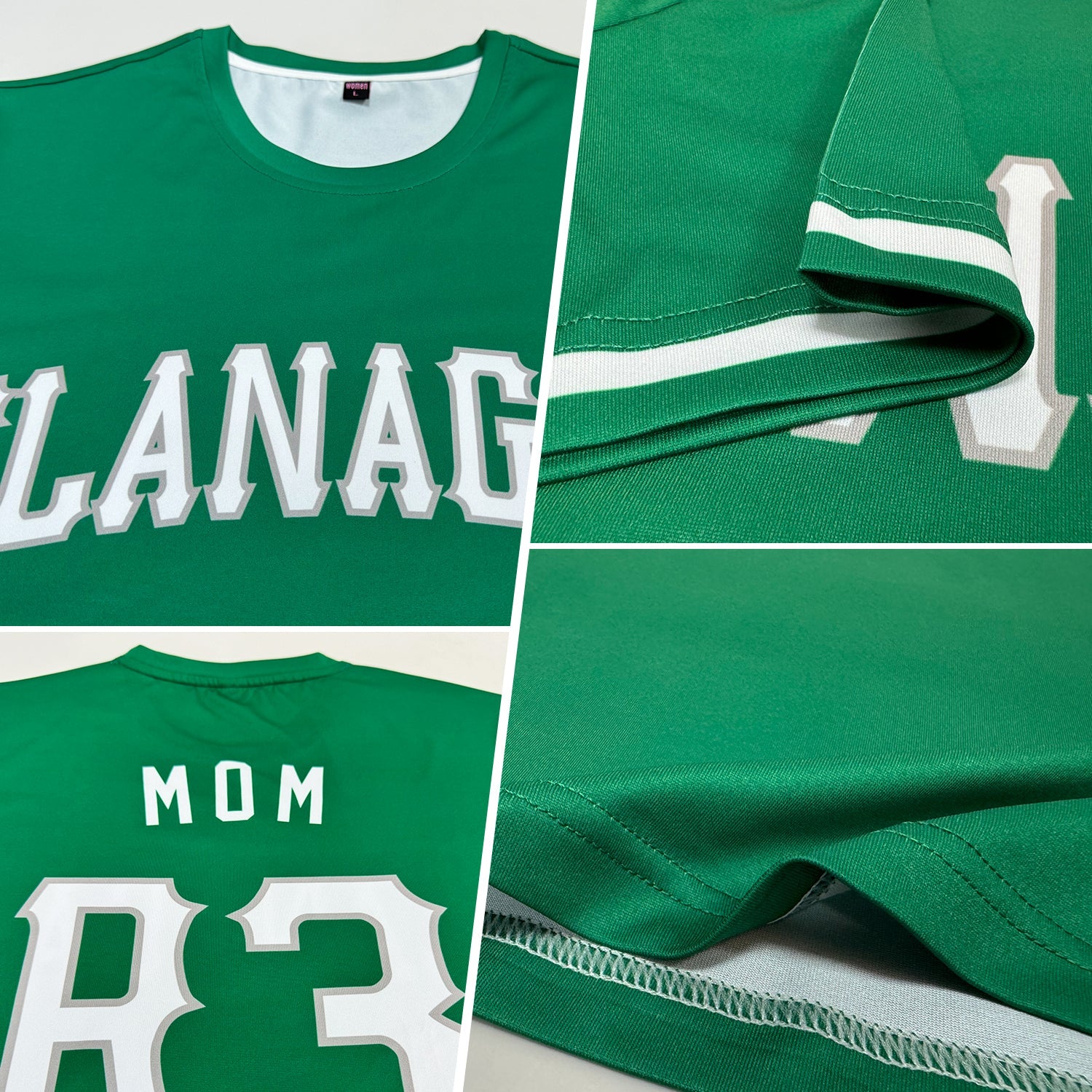 Custom Kelly Green White-Gray Performance T-Shirt view 2