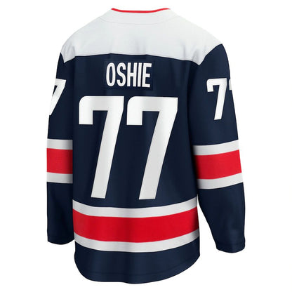 W.Capitals #77 TJ Oshie Branded 2020-21 Alternate Premier Breakaway Player Jersey  Navy Stitched American Hockey Jerseys - Main View