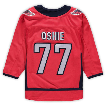 W.Capitals #77 TJ Oshie Preschool Home Premier Player Jersey Red Stitched American Hockey Jerseys - Main View