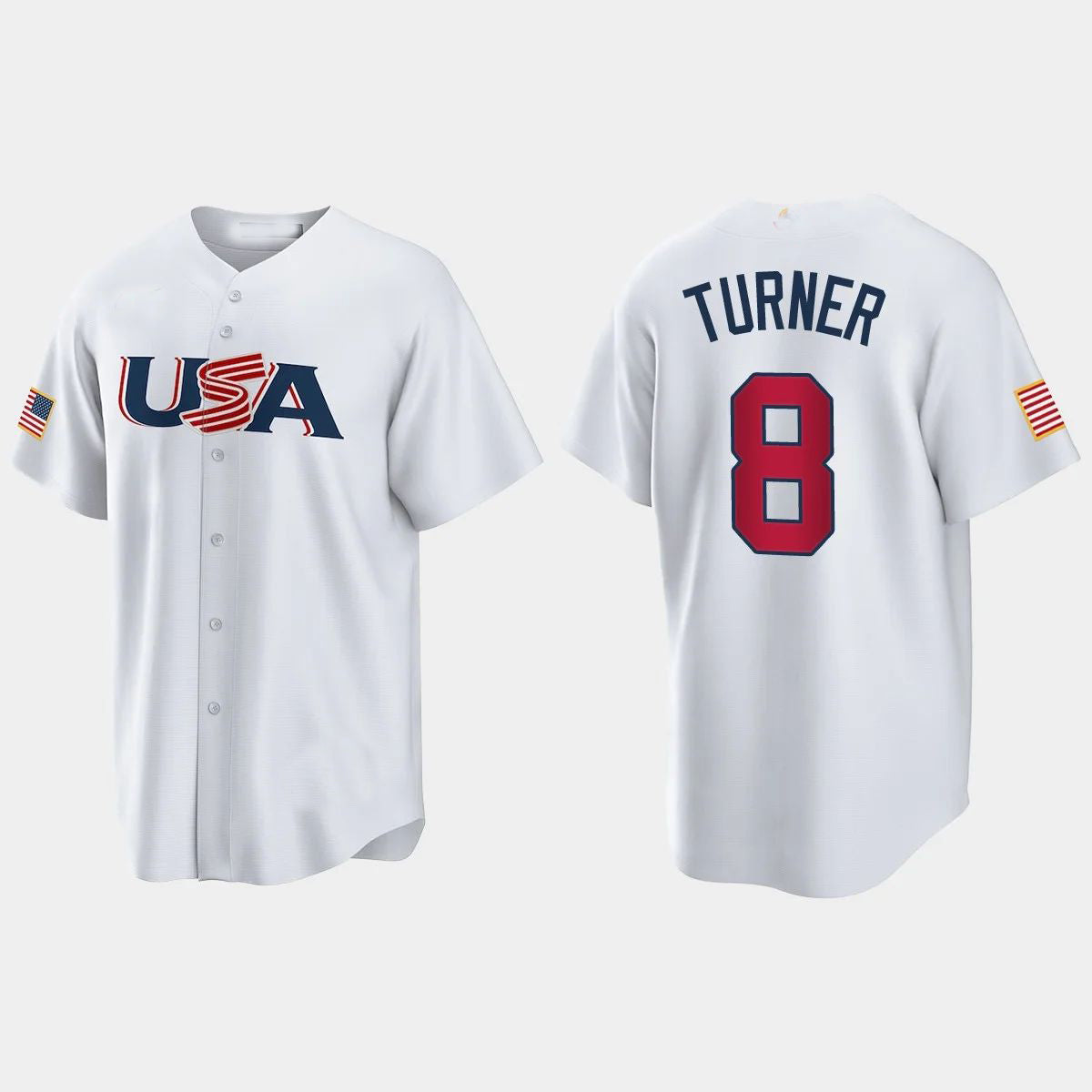 #8 TREA TURNER PHILADELPHIA PHILLIES 2023 WORLD BASEBALL CLASSIC USA REPLICA JERSEY ¨C WHITE Stitches Baseball Jerseys - Main View