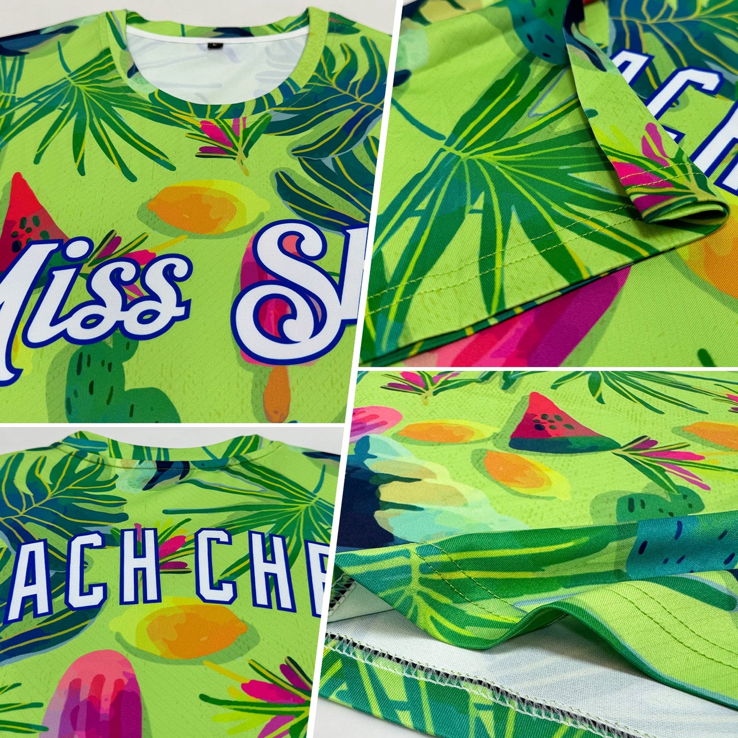 Custom Neon Yellow White-Royal 3D Pattern Design Hawaii Summer Fruit Performance T-Shirt view 2