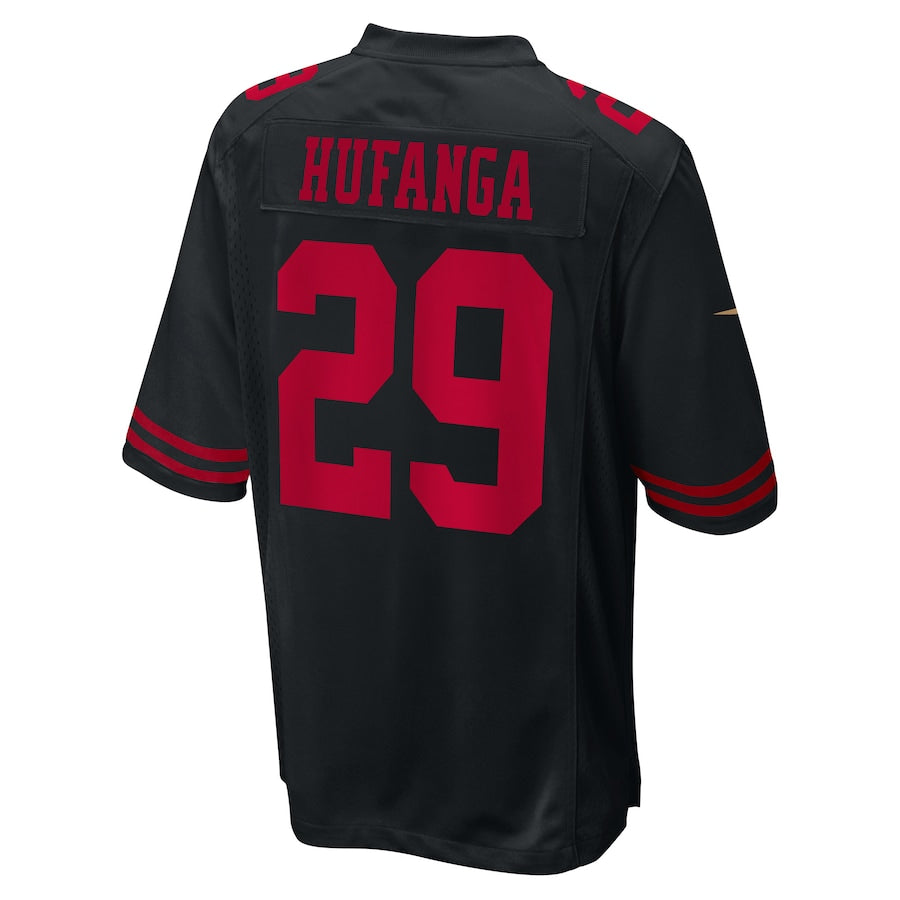 Sf.49ers #29 Talanoa Hufanga Fashion Game Jersey Black Stitched American Football Jerseys - Main View
