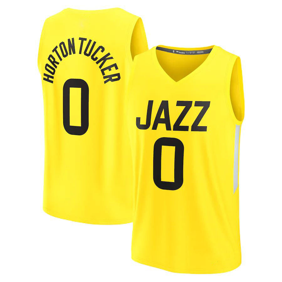 U.Jazz #0 Talen Horton-Tucker Fanatics Branded 2022-23 Fast Break Replica Player Jersey Icon Edition Yellow Stitched American Basketball Jersey - Main View