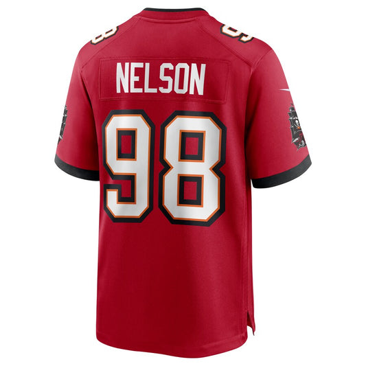 TB.Buccaneers #98 Anthony Nelson Red Game Jersey Stitched American Football Jerseys - Main View