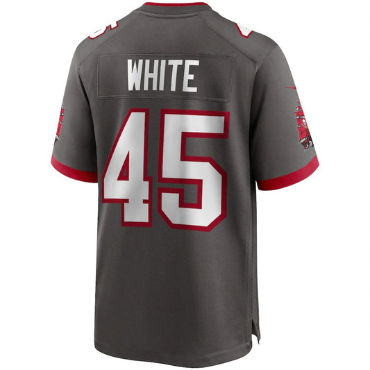 TB.Buccaneers #45 Devin White Pewter Game Jersey Stitched American Football Jerseys - Main View