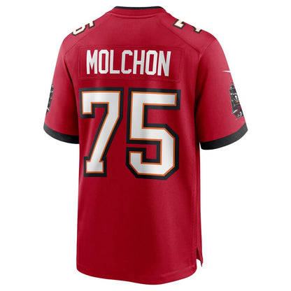 TB.Buccaneers #75 John Molchon Red Game Jersey Stitched American Football Jerseys - Main View