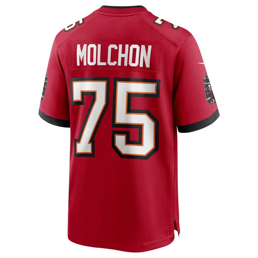 TB.Buccaneers #75 John Molchon Red Game Jersey Stitched American Football Jerseys - Main View