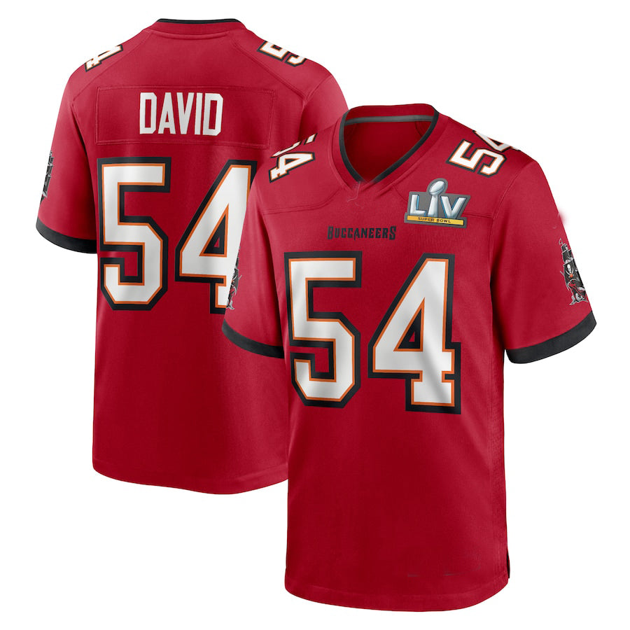 TB.Buccaneers #54 Lavonte David Red Super Bowl LV Game Jersey Stitched American Football Jerseys - Main View