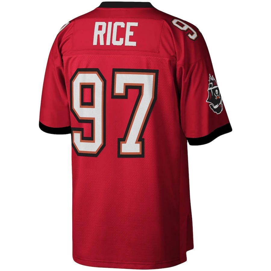 TB.Buccaneers #97 Simeon Rice Mitchell & Ness Red Legacy Replica Jersey Stitched American Football Jerseys - Main View
