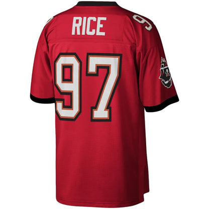 TB.Buccaneers #97 Simeon Rice Mitchell & Ness Red Legacy Replica Jersey Stitched American Football Jerseys - Main View