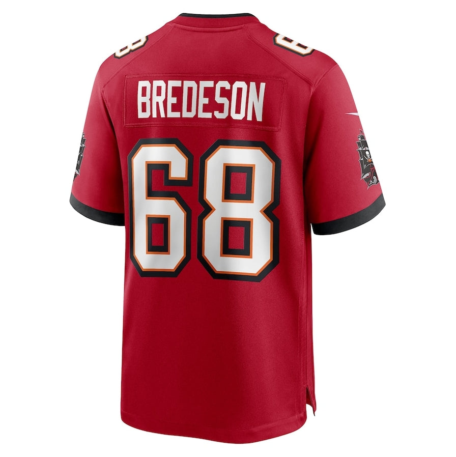 TB.Buccaneers #68 Ben Bredeson Game Jersey - Red American Football Jerseys - Main View