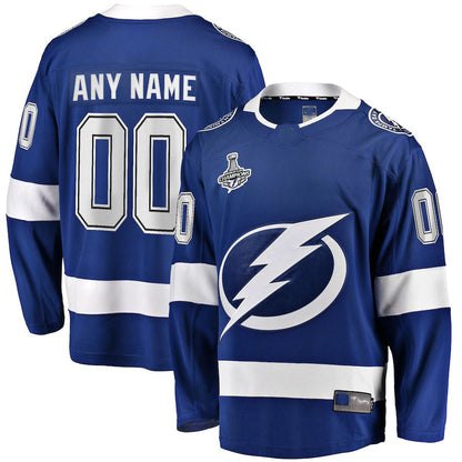 Custom TB.Lightning Fanatics Branded 2021 Stanley Cup Champions Home Breakaway Jersey Blue Stitched American Hockey Jerseys - Main View
