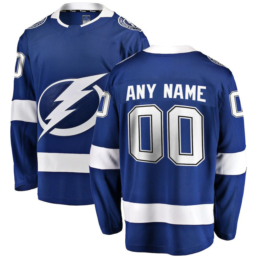 Custom TB.Lightning Fanatics Branded Home Breakaway Jersey Blue Stitched American Hockey Jerseys - Main View