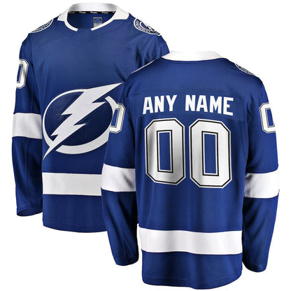 Custom TB.Lightning Fanatics Branded Home Breakaway Jersey Blue Stitched American Hockey Jerseys - Main View