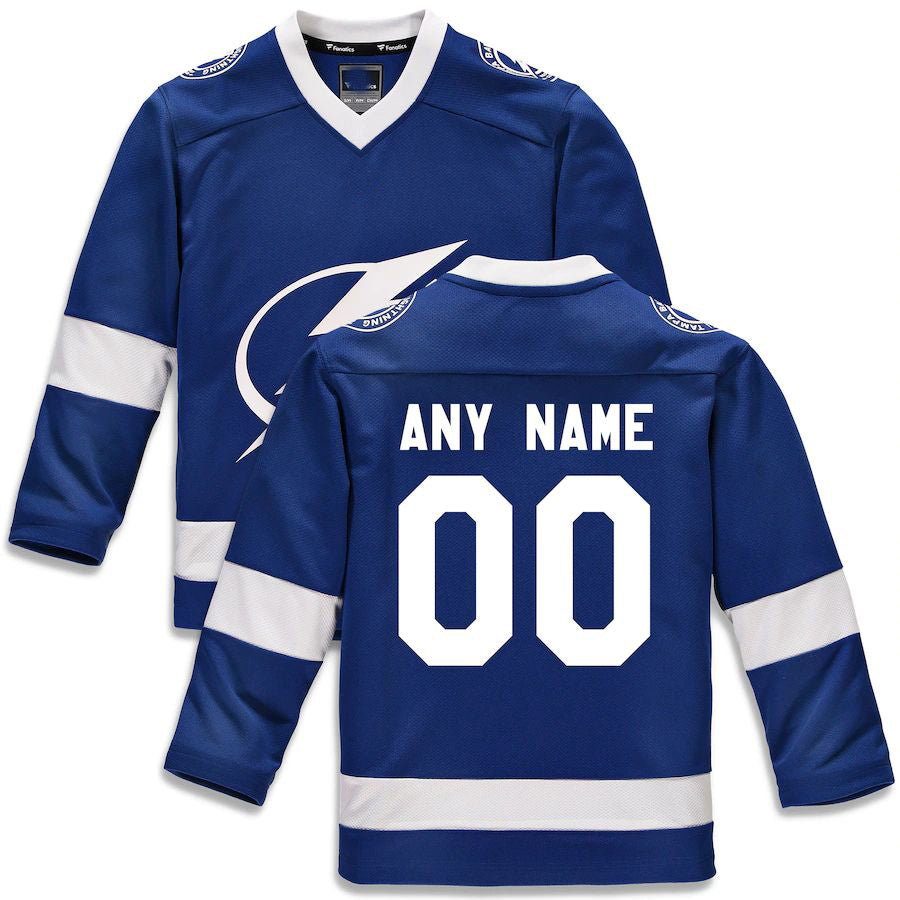 Custom TB.Lightning Fanatics Branded Home Replica Jersey Blue Stitched American Hockey Jerseys - Main View
