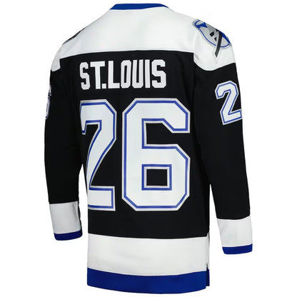 TB.Lightning #26 Martin St. Louis Mitchell & Ness 2004 Stanley Cup Champions Blue Line Player Jersey - Black Stitched American Hockey Jerseys - Main View