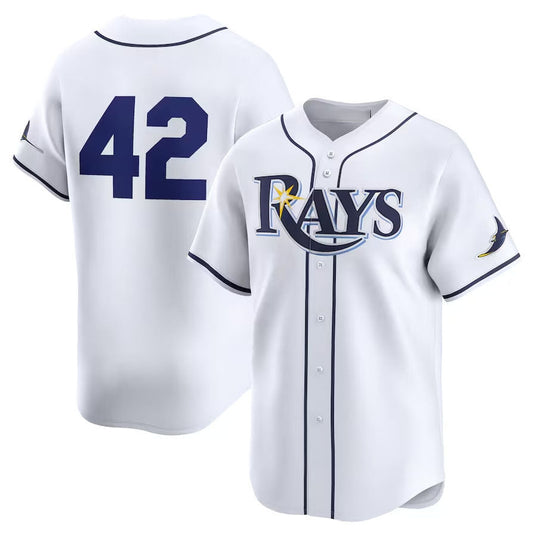 Tampa Bay Rays 2024 #42 Jackie Robinson Day Home Limited Jersey – White Stitches Baseball Jerseys - Main View