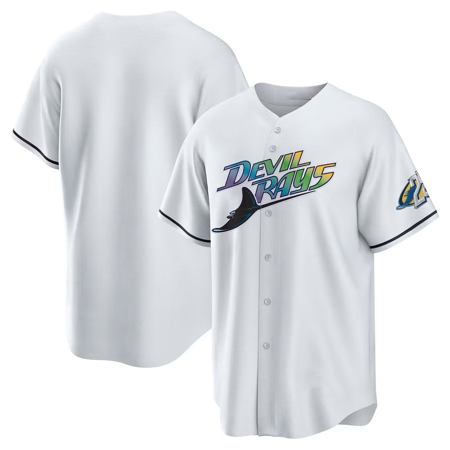 Tampa Bay Rays 25th Anniversary Home Replica Team Jersey - White Stitched Baseball Jersey - Main View