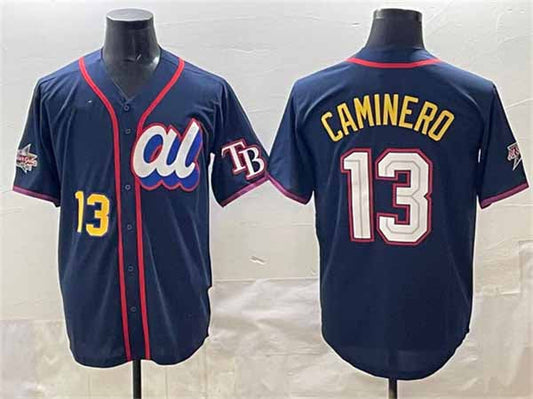 Tampa Bay Rays American League #13 Junior Caminero Navy 2025 All-Star Edition Limited Stitched Baseball Jersey - Main View
